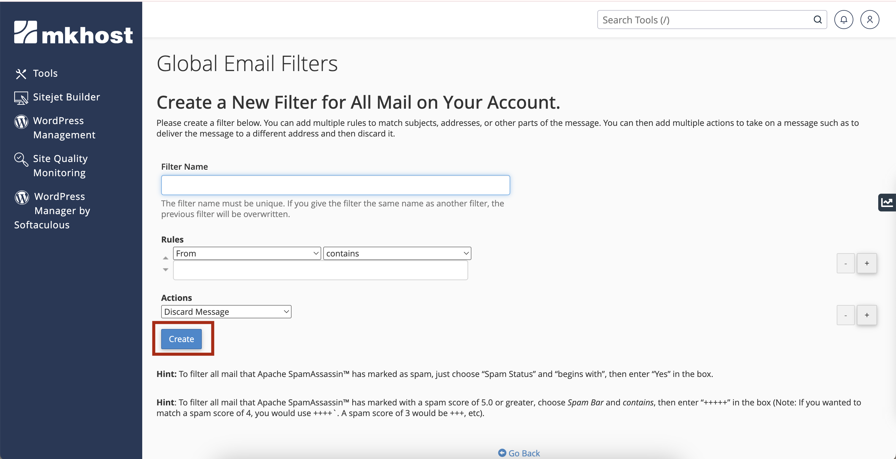email filters